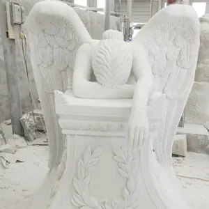 Látigo de granito conmemorativo personalizado, tamaño real, estatuas de Ángel llorón, mármol Natural, lápida de Ángel llorón