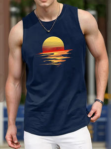 Chaleco de punto transpirable para hombre 2025, tamaño estándar con diseño de Amanecer y atardecer para un estilo informal - Product Image 3