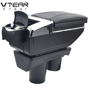 Vtear pour <span class=keywords><strong>Peugeot</strong></span> <span class=keywords><strong>301</strong></span> Accoudoir en cuir avec boîte de rangement centrale, surpiqûres rouges, accessoires intérieurs de voiture en ABS, 12-16 - Product Image 4