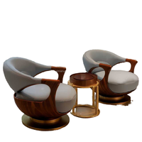 Fauteuil de salon de luxe créatif et moderne en bois massif de frêne et noyer, avec dossier croisé en cuir écologique, pour une ambiance détente.