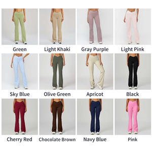 Pantaloni Sportivi Svasati da Donna Personalizzati a Vita Alta Tinta Unita Morbidi e Confortevoli con Effetto Push-Up per Palestra, Yoga, Fitness e Allenamento - Product Image 2