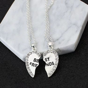 Vente chaude 1 paire meilleurs amis collier demi-partie coeur pendentif collier amitié pour Couple amis tour de cou bijoux cadeaux - Product Image 5