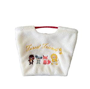 Bolsa de Compras de Gran Capacidad para Invierno, Bordada, de Felpa, Portátil, <span class=keywords><strong>con</strong></span> Cordón, Diseño de Dibujos Animados, para el Hombro - Product Image 1
