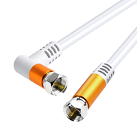 Cable Coaxial Macho-Macho RG59/3C-2V/RG6 Blanco para HDTV 1080p, con Cubierta de PVC Trenzada, Niquelado, 75ohm, Acabado Dorado, para Antena de TV y Comunicación