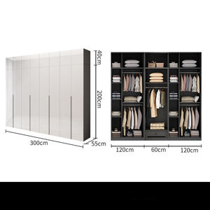 Fournisseur direct d'usine armoire à portes coulissantes <span class=keywords><strong>de</strong></span> luxe légère maison chambre assemblage simple <span class=keywords><strong>porte</strong></span> <span class=keywords><strong>coulissante</strong></span> grande armoire nordique - Product Image 3