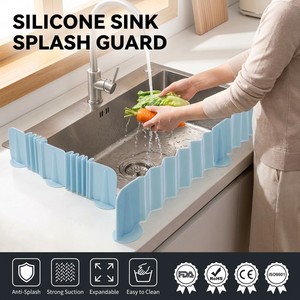 Protection anti-éclaboussures extensible en silicone pour évier avec ventouses, barrière anti-éclaboussures pour comptoir de cuisine - Product Image 2