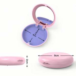 Portable Clear Retainer Case with Mirror, Round Orthodontic Aligner <b>Denture</b> Storage <b>Box</b> <b>for</b> Travel Promotional Gifts - Product Image 4