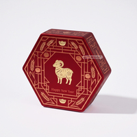 Emballage cadeau pour bonbons du Nouvel An lunaire, hexagonal, fait main, recyclable, avec estampage doré, boîte rigide en deux parties avec insert en plastique