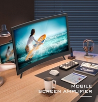 Écran d'agrandissement de téléphone incurvé 12 pouces 14 pouces, écran d'agrandissement de téléphone HD 3D amélioré, support de téléphone portable, agrandisseur d'écran
