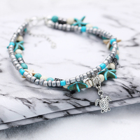 Bijoux de cheville femme bohème faits à la main sandales cadeau nouveau Design bracelet de cheville multicouche perles de coquillage bracelet de cheville étoile de mer
