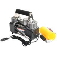 Compresseur d'air portable haute qualité pour pneus de voiture avec étui, double cylindre, 12V DC, robuste, avec moniteur de pression des pneus, en aluminium