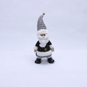 Ornement de Noël musical et animé en forme de Père Noël, bonhomme de neige et cerf, à carreaux noir et or, avec lumière chaude - Product Image 5