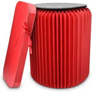 Sgabello pieghevole in carta kraft rossa sedia pieghevole con cuscino 16.5x14.2 pollici portante adatto per dormitorio scolastico a casa