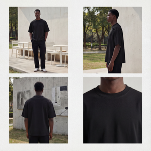 تي شيرت أمريكي للربيع والصيف بتصميم فضفاض وياقة دائرية، مصنوع من قماش محبوك ناعم بوزن 240 جرام، متوفر بألوان صلبة للبيع بالجملة - Product Image 4