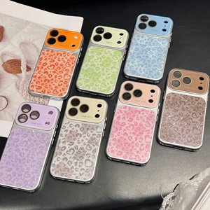 เคสโทรศัพท์มือถือลายเสือดาวกลิตเตอร์รุ่น Original Leopard Glitter Love สำหรับ iPhone 17 16 15 Pro Max พร้อมกระจกป้องกันเลนส์กล้องแบบนีออนสีรุ้ง - Product Image 2