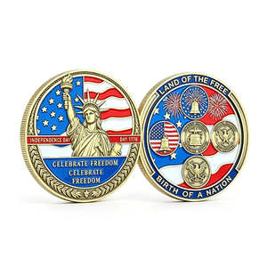 Medalla Conmemorativa del Día de la Independencia, Chapada en Oro, de Aleación de Zinc, Circular, con Tema Patriótico, para Celebrar la Libertad - Product Image 2