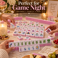 Ensemble de Mahjong américain de luxe rose à double couche en acrylique, 160 tuiles, festif pour le jeu et l'exposition