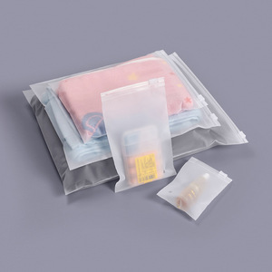 Custom Logo Printing Side Matte/Frosted Biodegradable Zipper Plastic Bag Clear Clothing T shirt Poly Zip Bag With Own Logo