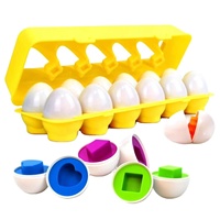 12 Pcs Set Mainan Telur Pencocokan Warna & Bentuk, Mainan Telur Paskah untuk Balita Permainan Bingo Perjalanan Paskah