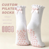 Chaussettes de yoga et de Pilates personnalisées, antidérapantes, avec grip en silicone intégral, logo brodé personnalisé, en coton, pour femmes, pour la salle de sport, la barre et le studio