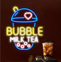Enseigne néon LED Boba Tea Chat, alimentée par USB, rétroéclairée, décoration murale publicitaire pour café et restaurant