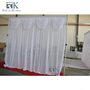 Kit de support de toile de fond robuste pour rideaux lourds avec tringle et draperie blanche - Product Image 6