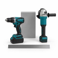 Kit combiné d'outils électriques sans fil sans balais 3 en 1 : perceuse, visseuse à chocs, meuleuse d'angle avec batterie et chargeur rapide pour le bricolage et la construction