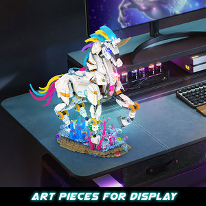 JMBricklayer Blocs de construction mécaniques licorne arc-en-ciel, <span class=keywords><strong>1492</strong></span> pièces, modèle de décoration de base aux algues fantastiques, cadeau pour filles et collectionneurs adultes - Product Image 6