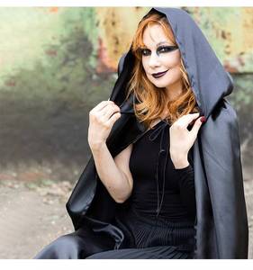 Capa de Halloween para Adultos y Niños, Disfraz de Ceñudo Guardián de la Muerte, Accesorio para Fiesta, Capa con Capucha y Cinta de Satén - Product Image 6