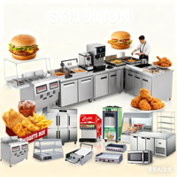 Ensemble de cuisine pour chaîne de restauration rapide Zhonghui, 5m de long, finition mate brossée, pieds réglables en hauteur, autoportant, capacité de charge de 1000 kg/m
