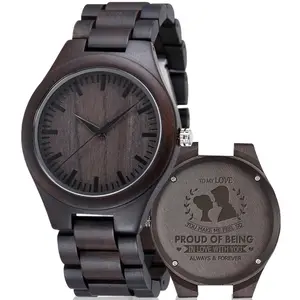 Drops hipping personal isierte Paar Uhr Herren Frauen Armbanduhr Familie Geburtstags geschenk für SON DAD Gravur Logo Holz Quarzuhren