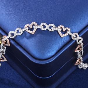 Gioiello d'Amore alla Moda per San Valentino, Catena a Cuore <span class=keywords><strong>Infinito</strong></span> in Argento Sterling 925 con Diamante Moissanite VVS da 8mm - Product Image 4