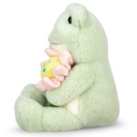 Peluche grenouille vert clair de 13,5 pouces avec fleur de lotus, compagnon doux et moelleux pour chiens et chats
