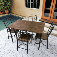 Ensemble de table à manger en métal de style européen classique moderne avec 4 chaises, fabriqué en Chine, écologique, pour appartement, hôtel, ferme