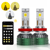 Bombillas LED para Faros Delanteros con Control por Aplicación Inteligente, Tubo de Cobre Doble de 12V, Temperatura de Color Ajustable, Faros LED para H4 H7 H11, Luces Antiniebla para Automóvil
