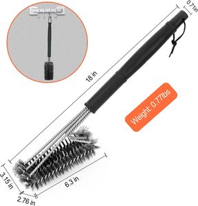 Juego de Herramientas de Limpieza para Parrilla de Barbacoa de Acero Inoxidable de Tres Cabezas, Raspador y Cepillo para Horno, Fácil de Limpiar - Product Image 2