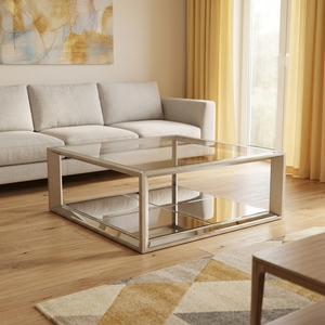 Tavolino <span class=keywords><strong>da</strong></span> Caffè Moderno Stile Z Gallerie, Quadrato con Specchio, in Legno Massello per Soggiorno e Arredamento Alberghiero - Product Image 3