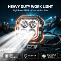 Projecteur de travail LED 20W, carré 2,85 pouces, blanc ambre bicolore, IP67, 10-30V DC 12V 24V, pour camion, tout-terrain, SUV, jaune