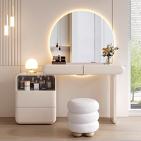 Table de Maquillage Moderne de Luxe avec Éclairage Réglable, en Bois Massif Blanc et Noir, pour Chambre à Coucher, Meuble de Maison, Vente Chaude