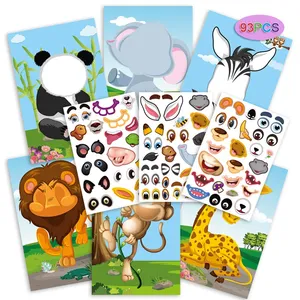 DIY बच्चों के स्टीकर स्टीकर पुस्तक पशु डायनासौर हाथी पांडा राजकुमारी बनाने के लिए एक चेहरा कार्टून बच्चों के निविड़ अंधकार स्टिकर 3d