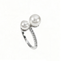 925 Sterling Silver Minimalist Simple Design 4A Perle D'eau Douce Demi-Éternité Anneau pour Femmes Fine Jewelry Anniversaire De Mariage