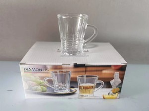 Gobelets en verre transparent gaufré de luxe classiques à succès avec poignée pour boire du thé, du jus, du café - Écologiques et compatibles lave-vaisselle - Product Image 6