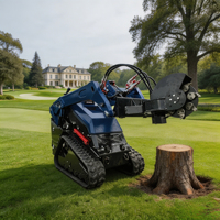 Chargeuse compacte sur chenilles équipée d'un accessoire débroussailleuse forestière, équipement multifonctionnel pour le défrichement des terres forestières