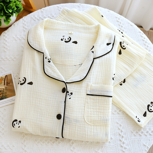 2025 nuova moda semplice e elegante pigiami da donna 100% in cotone crêpe <span class=keywords><strong>Panda</strong></span> modello Casual da donna per la casa - Product Image 1