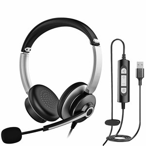 Usb Tai nghe có dây enc tiếng ồn hủy bỏ điện thoại tai nghe trung tâm cuộc gọi Tai nghe với Mic cho <span class=keywords><strong>Android</strong></span> Windows Zoom Skype - Product Image 1