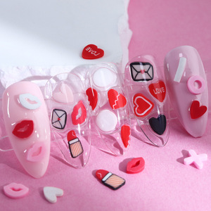 Decorazioni per Unghie 3D Personalizzate con 6 Scomparti, Rossetto Rosa Chiaro e Cuori, Confezione Regalo in Plastica Marca OYS, MOQ 30 Scatole, Tema <span class=keywords><strong>Amore</strong></span> e Romantica - Product Image 4