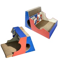 Maison-lit pliable moderne et écologique pour chat, en carton ondulé, avec jouet boule à clochette roulante