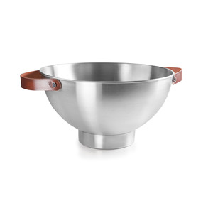 Ciotola Champanero Moon Inox in acciaio inossidabile con manici in pelle per mescolare e servire - Product Image 1