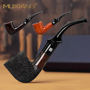 Muxiang Handmade Briarwood Pipe 9mm Filter Bent Type Tobacco Smoking Accessory For Men - Product Image 1