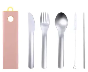 New Design Kids Dinnerware Portable Flatware Set Outdoor Tableware Travel Camping Cutlery Set With Case